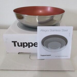 TUPPERWARE ALLEGRA STAINLESS STEEL COPPER COLOR ROUND SERVING BOWL 800ML NIB